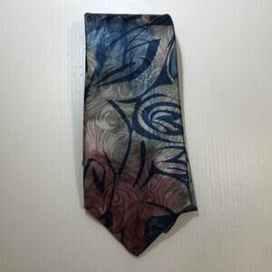 Manhattan Vintage Blue Multicolor Wide Classic Mens Necktie 47”